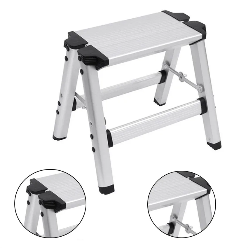 

Safety Anti Slip Herringbone Ladder Double-Sided with Thick Stairs Aluminium Platform Folding Ladders Portable 2-Step Stool