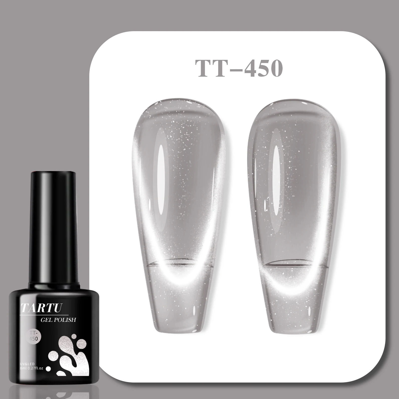 8 ml Grijze Cat Eye Gel Nagellak Doordrenkt LED/UV Langdurige Glitter Pailletten Holografische Glitter Nail Art thuis Salon Manicure