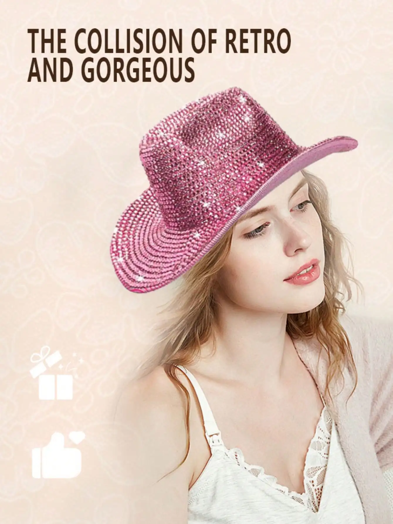 

Модная ковбойская шляпа ручной работы с бриллиантами и кристаллами для женщин и мужчин, идеальный подарок для праздников, вечеринок, танцевальных выступлений и фотосессий