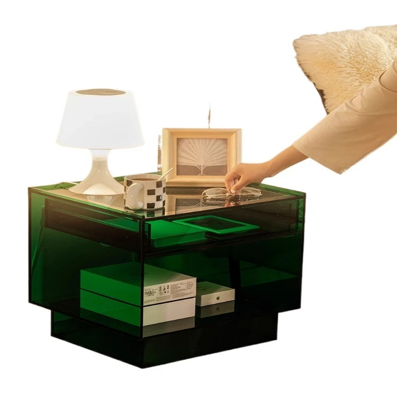 

Acrylic wabi-sabi wind, bedside table, small cabinet, light luxury in household bedroom, high-end locker