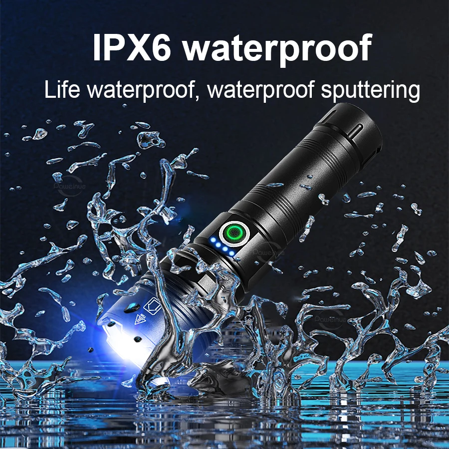 Lanterna LED de alta potência mais poderosa 1000000 LM Fluorescente Lanterna de Longo Alcance Impermeabilização Lâmpada Recarregável Tática