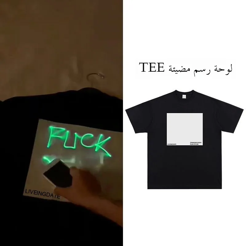 تي شيرت صيفي جديد مضيء في الظلام للجنسين، طباعة فلورية خضراء ممتعة، قطن خالص فضفاض، أكمام قصيرة للرجال، تصميم عصري