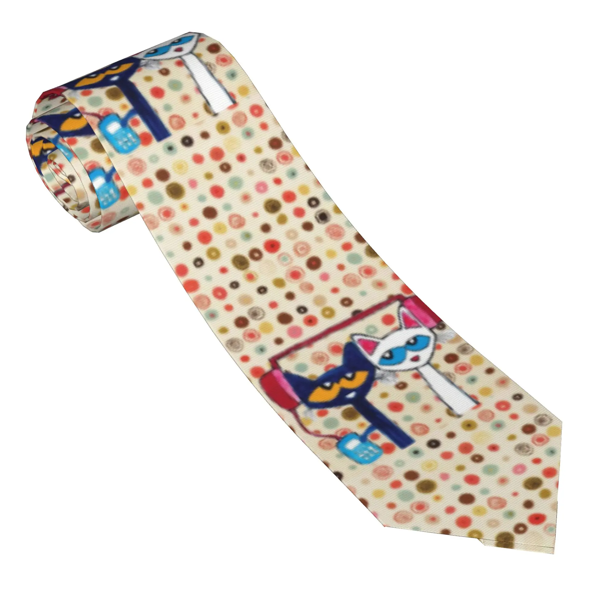Pete The Cat Cartoon Neckties Men Women Polyester 8 cm  Neck Tie for Men Slim Narrow Accessories Gravatas Wedding Party