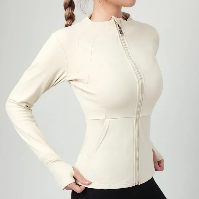 PofyBofy Fleece Line Two Pockets with Thumbhole Slim Fit Sports Tops Winter Fall Full Zip Up Zipper Shirt Fitting Shirts Zip