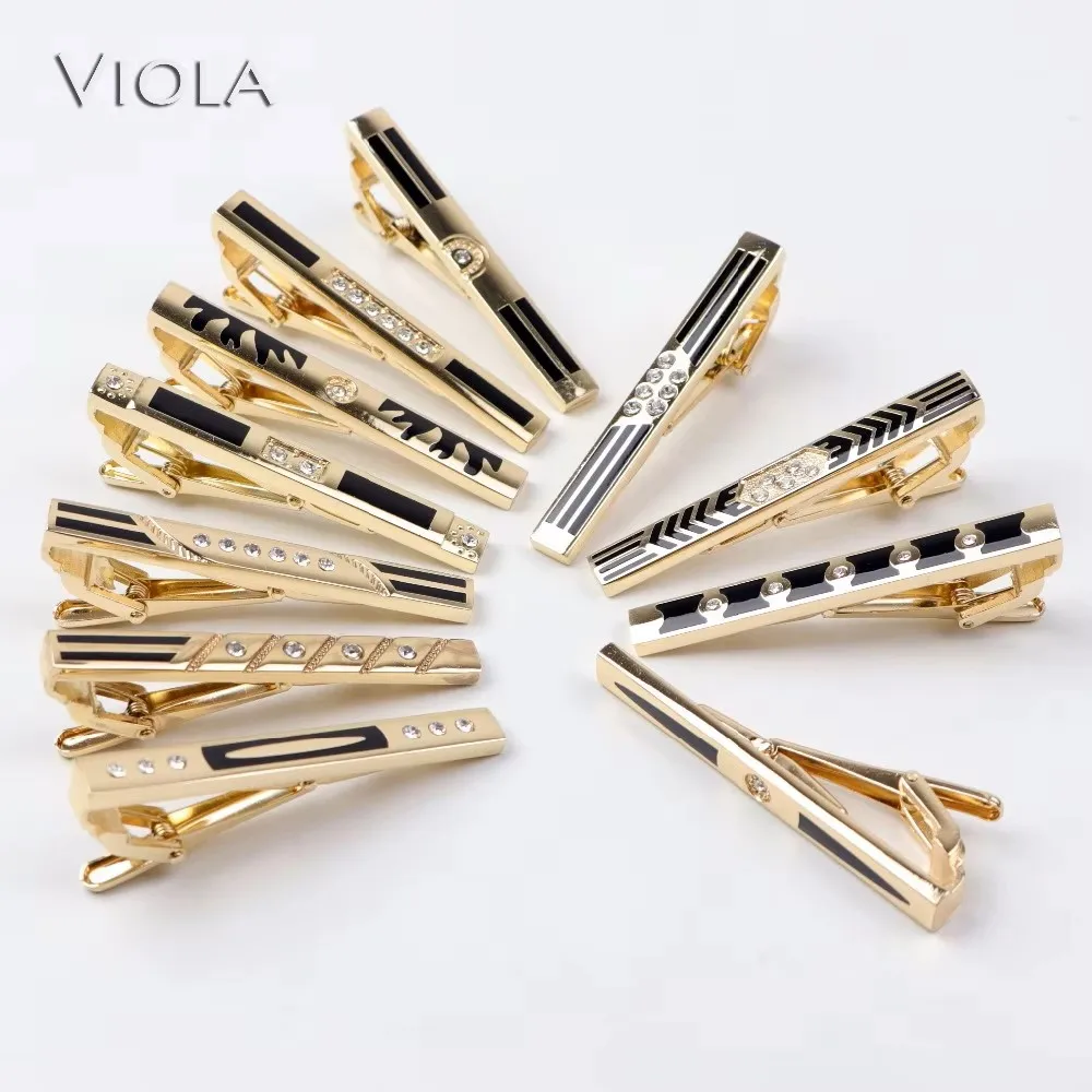 Fashion Gold color 6cm Tie Clip Classic Trendy Men Jewel Metal Male Business Banquet Bar Necktie Clasp Accessories Gift