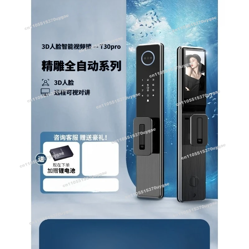 Household Facial Recognition Smart Door Lock Video Intercom Anti-theft Door Entry Electronic Password Lock T30pro