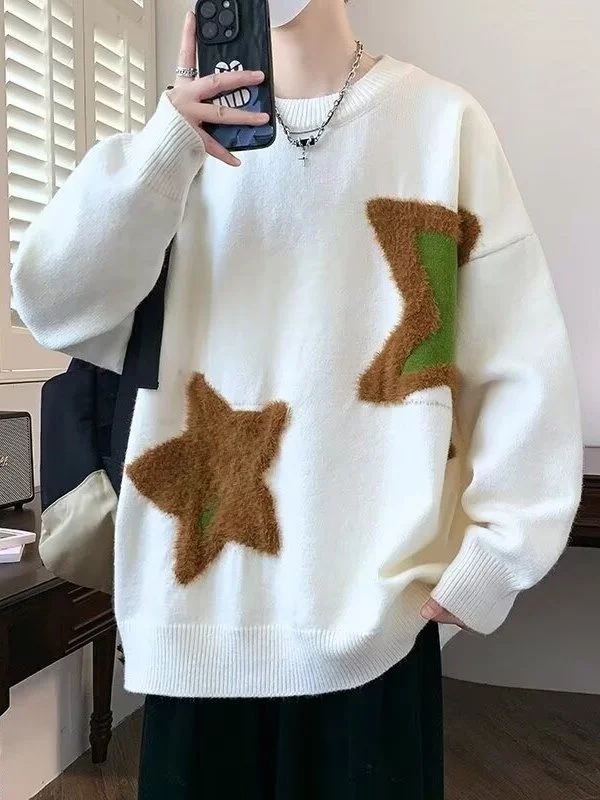 

Laid-ba Sle Thiened, толстовка большого размера, вязаный свитер для мальчиков, осень-зима, молодежный модный бренд, старшеклассники