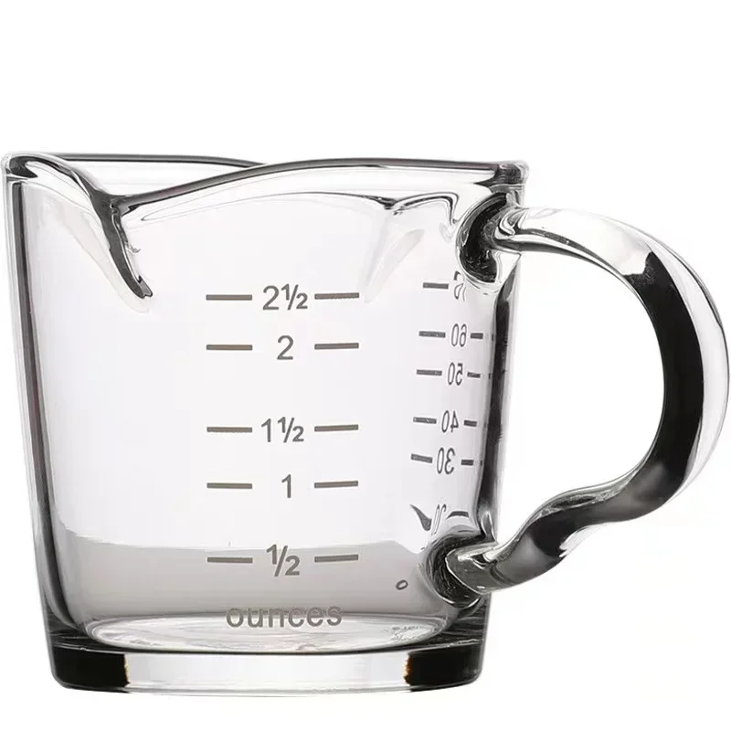 70ml Big Width Milk Cup Glass With Scale Heat-resistant Glass Measuring Cup Jigger For Espresso Coffee Double-mouthed Ounce Cup