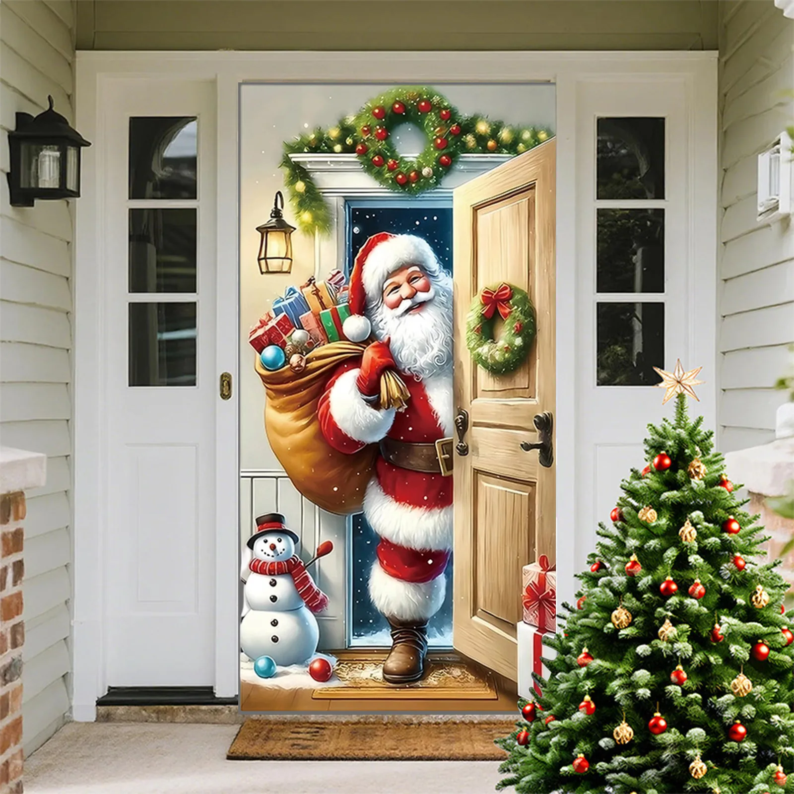 

Tree Ornament Banner Christmas Door Cover Christmas Photos Multicolor Multicolor Christmas Banner Christmas Decoration
