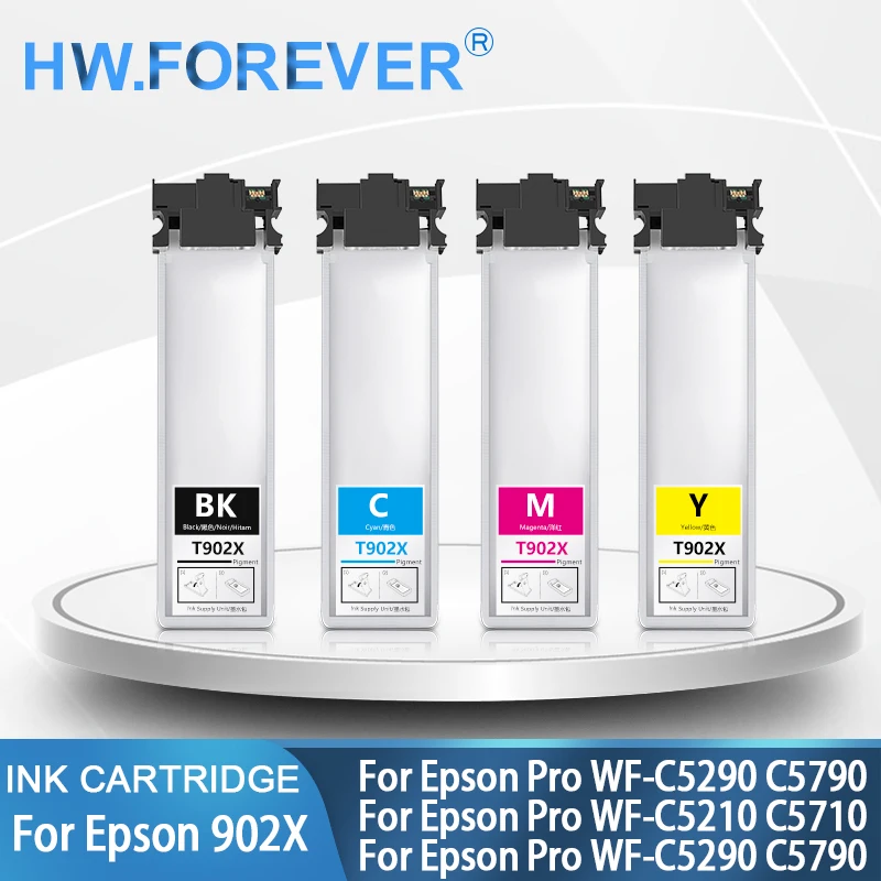 For Epson T902X 902 T902XL Ink Cartridge Bag For Epson Pro WF-C5290 C5790 C5210 C5710 C5290 C5790 Printer With Chip Ink Tank Bag