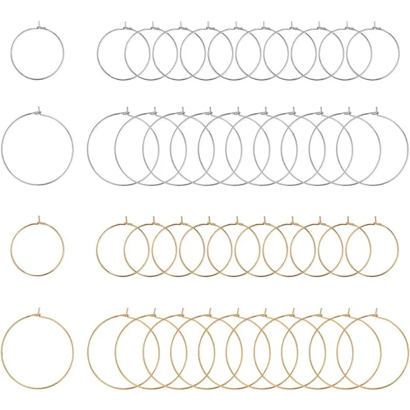 100pcs 2 Sizes 25mm/35mm Stainless Steel Hoop Earring Hypoallergenic Earring Findings Ring Earring Earwires Ring Ear Wires