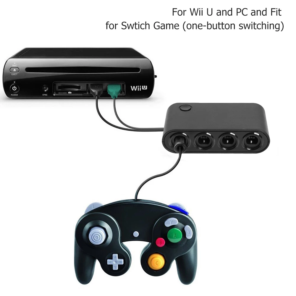 4 Ports Game Converter for GameCube GC Controller USB Adapter for Wii U and PC and Fit for Nintend Switch Game Fast Switching