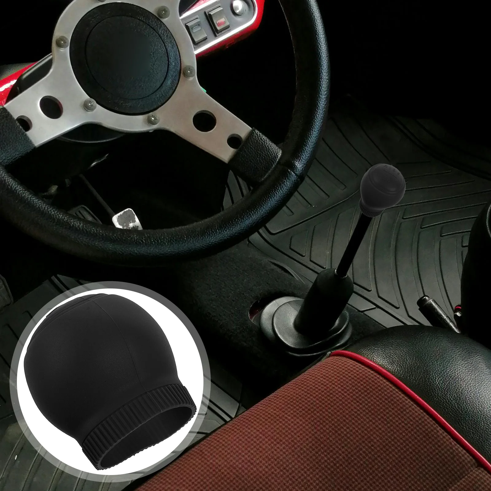 

2Pcs Black Silicone Gear Shift Knob Cover Universal Speed Anti Slip Car Shift Protector Interior Decoration