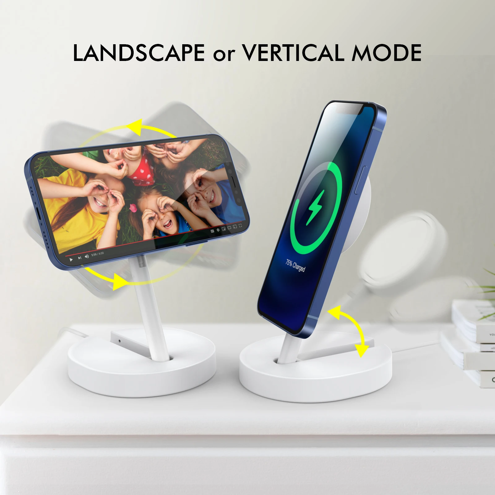 

Держатель беспроводного зарядного устройства для телефона Регулируемая подставка для зарядки мобильного телефона для Magsafe iPhone 16 15 Pro Max Samsung (без зарядного устройства)