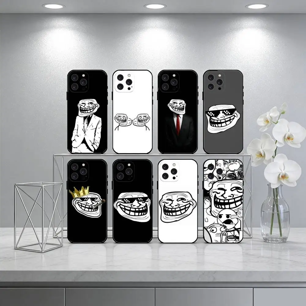

Funny T-Trollfaces C-Comics Memes Phone Case For iPhone17,16,15,14,13,12 Plus,Max Soft Silicone Black Cover