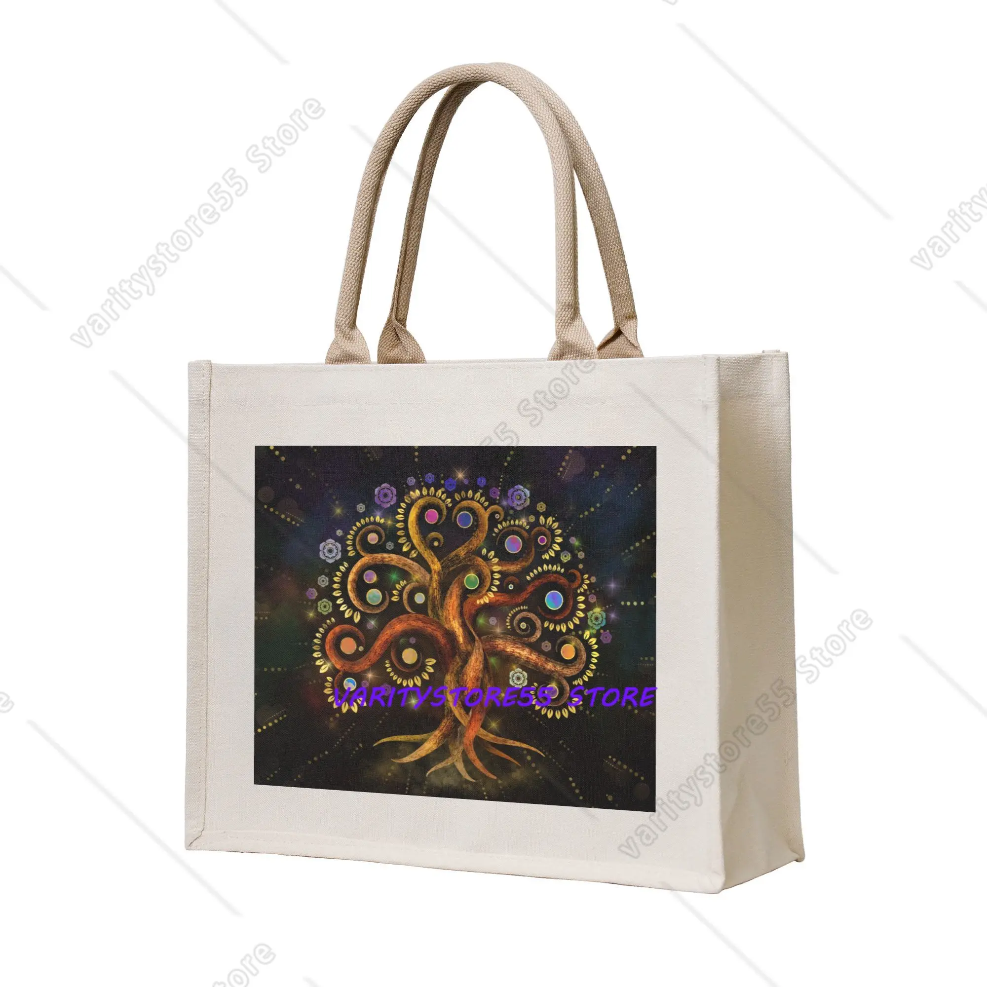 

Recycling Tree of Life Yggdrasil Rainbow Swirl Shopping Bag Women Tote Bag Portable Grocery Shopper Bags