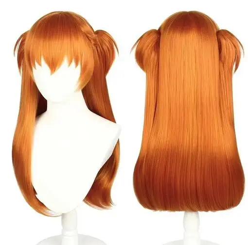 Anime Asuka Langley Soryu Long Orange Straight Cosplay Wig Heat Resistant Costume Synthetic Hair Women Headwear