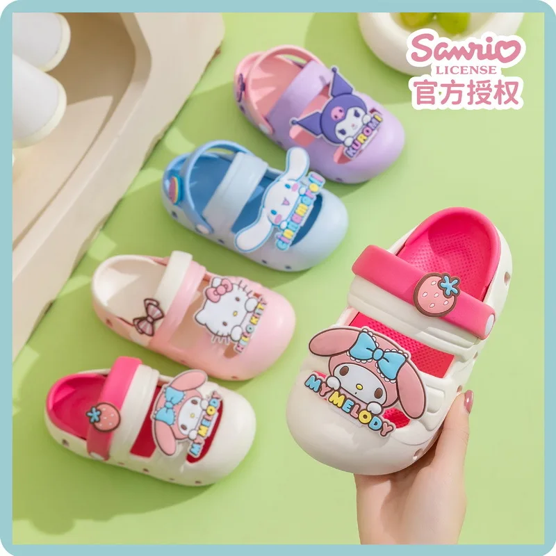 

Sanrio Hello Kitty Thick Sole Women's Hole Shoes Summer My Melody Wear Anti Slip Sandals Outside Casual Beach Shoes Home Sandals