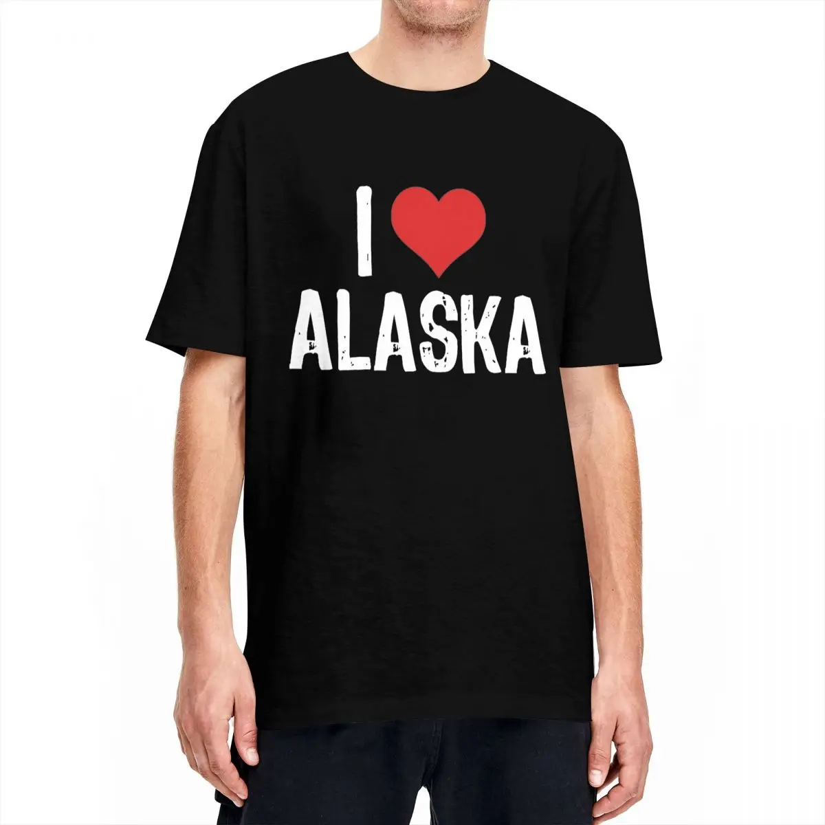 I Love Alaska T Shirt American Novelty T Shirts Short Sleeve Y2K Funny Tshirt Beach Pure Cotton Crew Neck Plus Size 5XL Top Tees