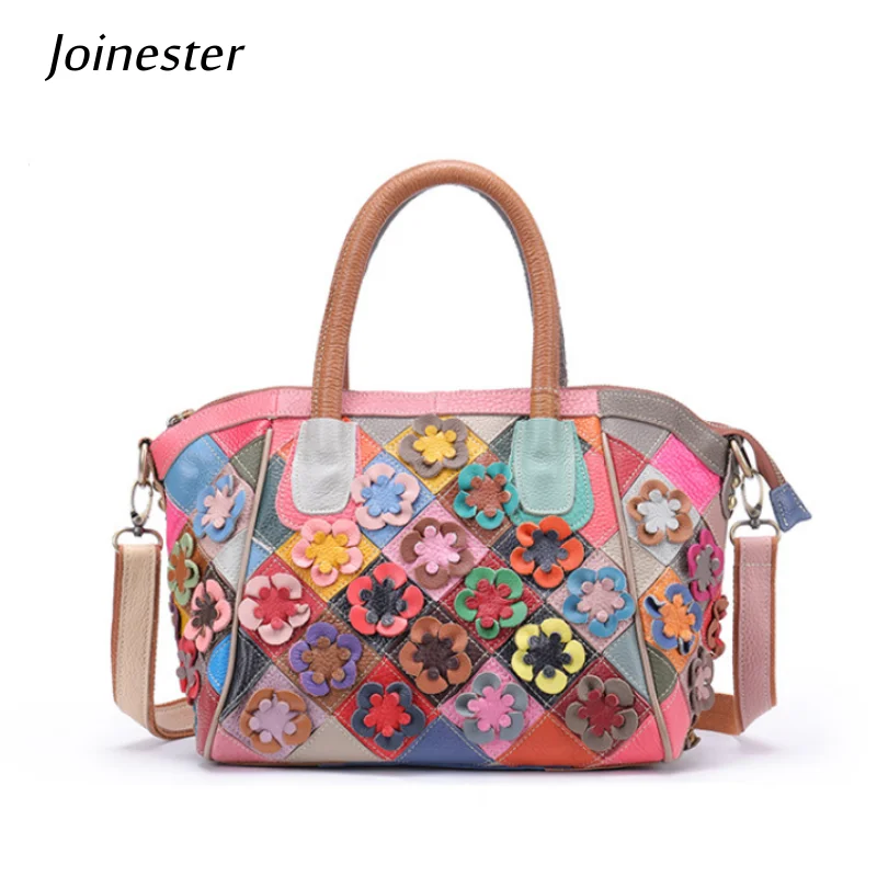 

Genuine Leather Color Block Handbag for Women Retro Style Casual Shoulder Bag Functional Large Capacity Messenger Bags