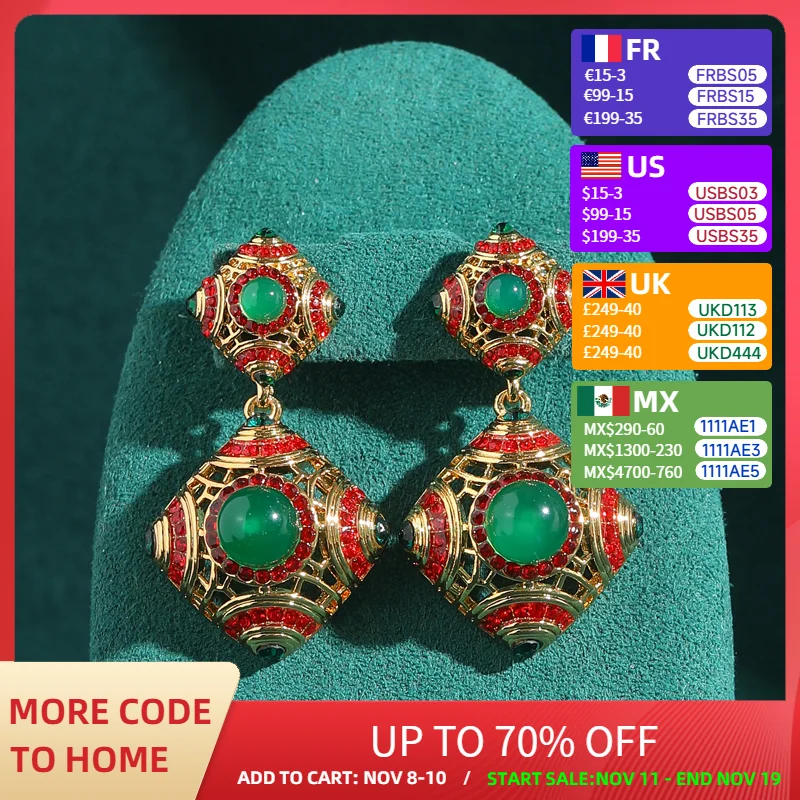 

Vintage Enamel Green Glazed Drop Earrings Square Luxury Designer Jewelry Woman Gold Color Wedding Bridal Accessories Palace 2025