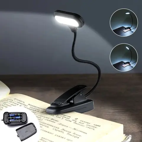 미니 LED 책 조명 눈 보호 독서 등 클립 온 책상 테이블 램프 배터리 구동 조절 가능 침실 연구용 유연한 Best5