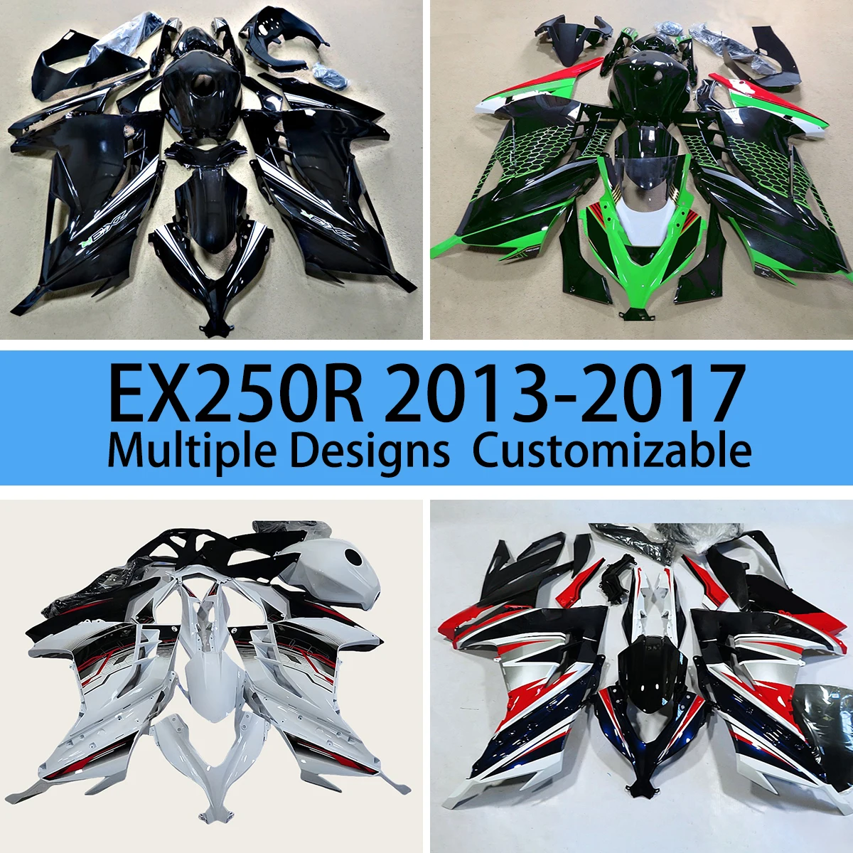 For KAWASAKI EX300R 2013 2014 2015 2016 2017 ABS Fairings NINJA 300 13 14 15 16 17 Aftermarket Motorcycle Fairing Kit