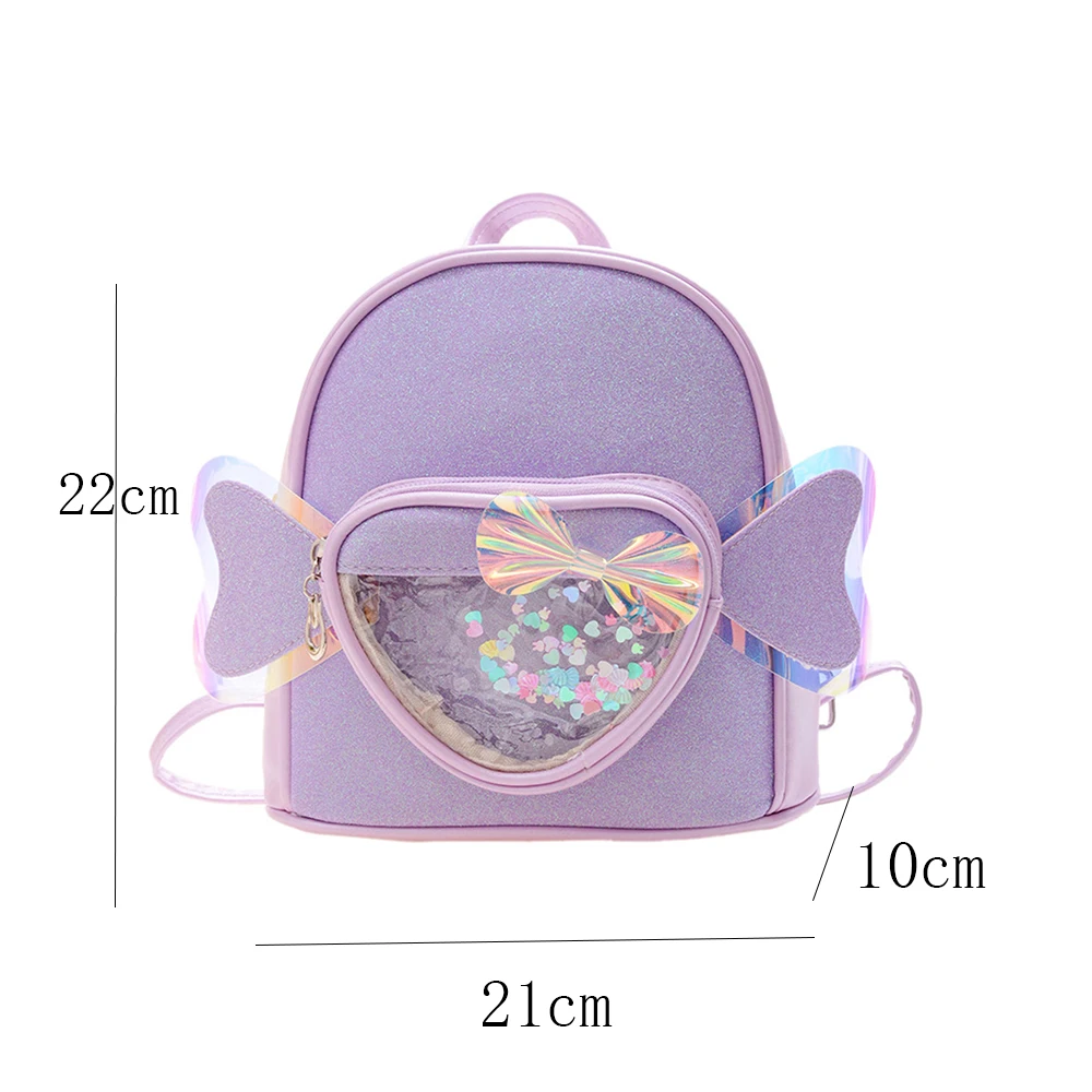 Kindergarten Backpack Custom Name New Love Bow Girl's Backpack Princess Transparent Schoolbag Personalized Embroidery Kids Bag