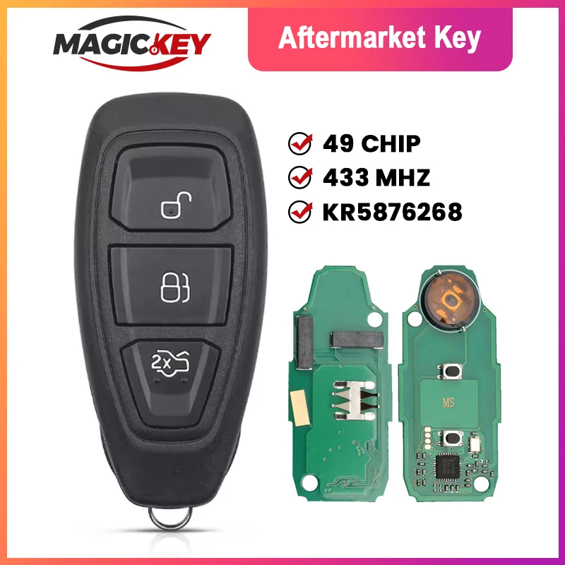 

MAGICKEY KR5876268 Smart Remote Car Key For Ford Kuga Fiesta Focus Grand C-Max 2011+ 433Mhz ID49 Keyless Go F1ET 15K601 AE/AF