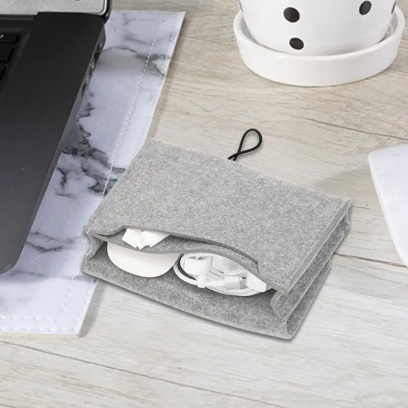Portable Felt Storage Bag Portable Felt Handbag Electronics Accessories Protective Case Lightweight And Durable Multifunctional