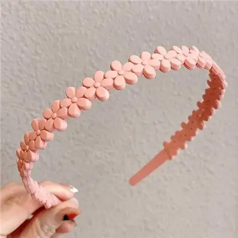 

Solid Color Thin Headband with Non-Slip Teeth Sweet Flower Accent Comfortable Hair Band for Women Girls Sports Daily