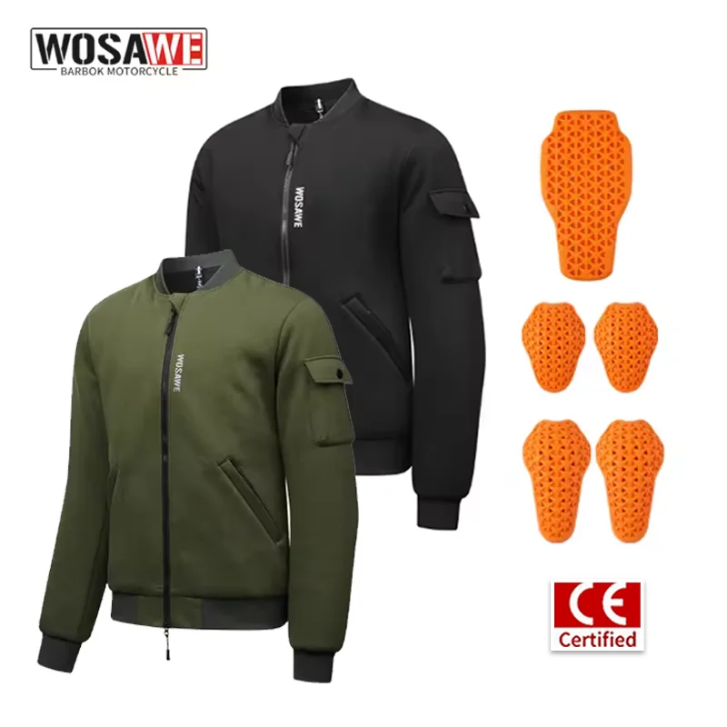 

WOSAWE Winter Motorcycle Jacket CE Armor Protective Coat Thermal Fleece Windproof Riding Bomber Jacket Unisex