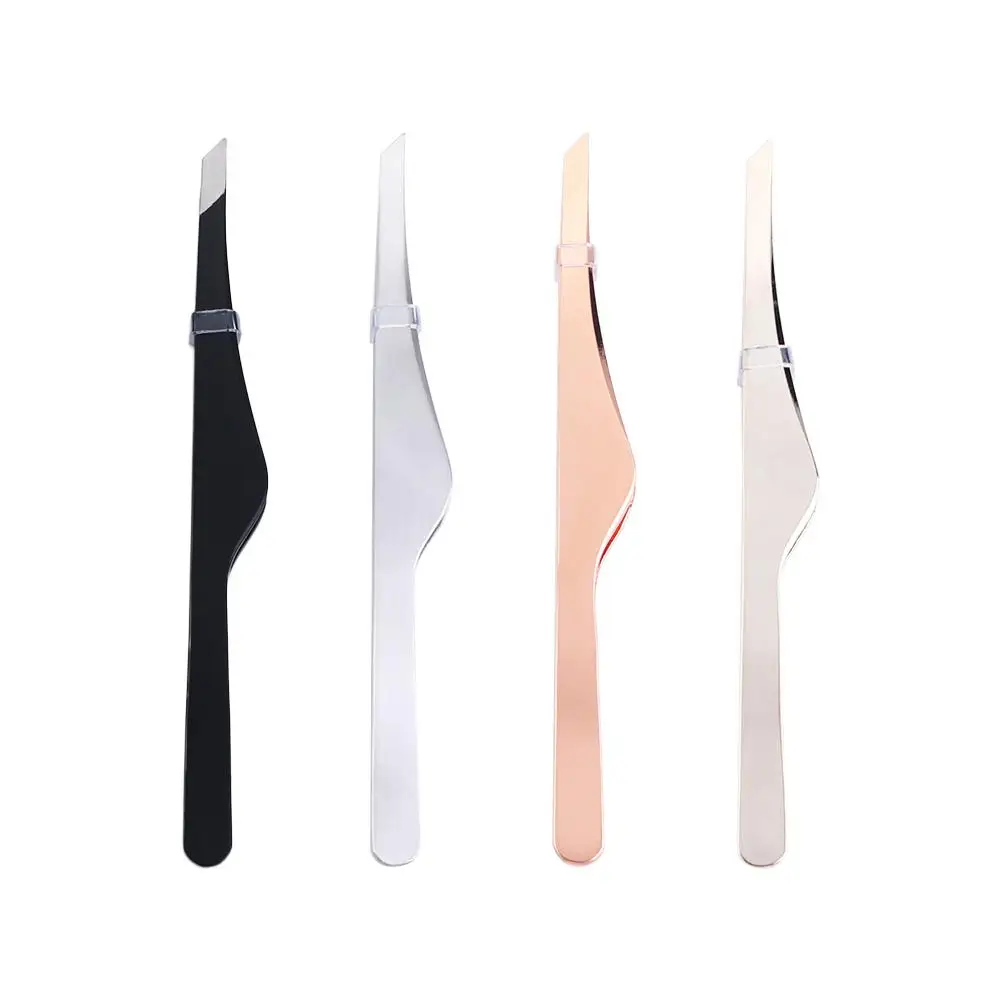 Girls Women Slanted Head Makeup Fine Hairs Precision Lash Hairs Puller Eyelash Tweezers Eye Brow Clips Eyebrow Tweezer