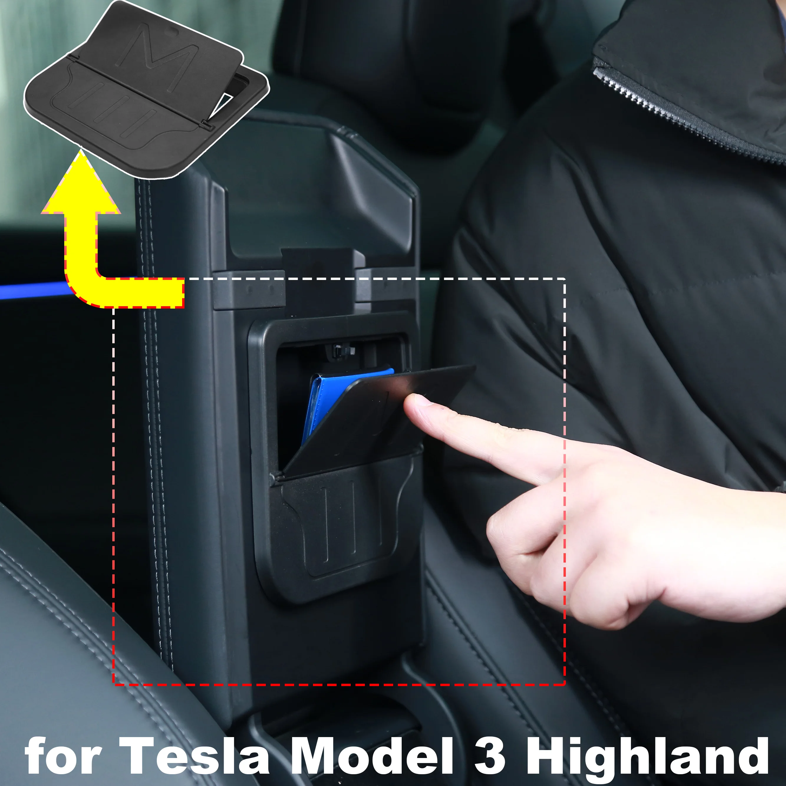 Per Tesla nuovo modello 3 Highland 2024 bracciolo scatola portaoggetti nascosta Privacy Center Console Organizer vassoio porta carte accessori