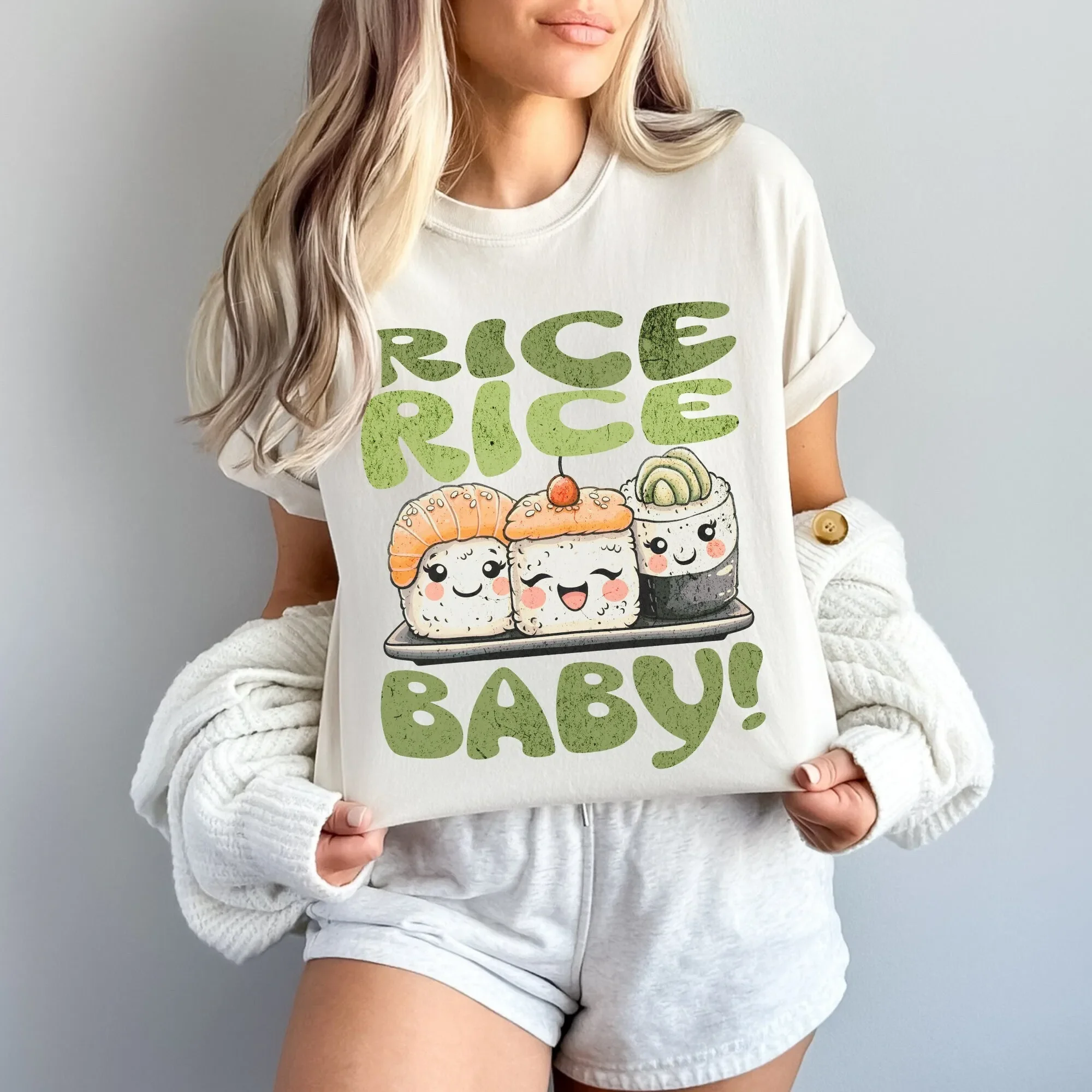 Funny Sushi Themed Pregnancy AnnouncemenT T Shirt For Couples Rice Baby She Believed Did Cute Maternity