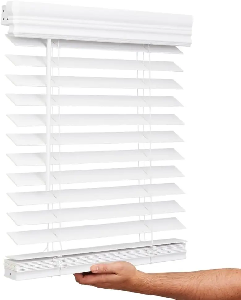 

2 Inch Cordless Faux Wood Blind, 22.5" x 36", Embossed Bright White for Indoor Windows