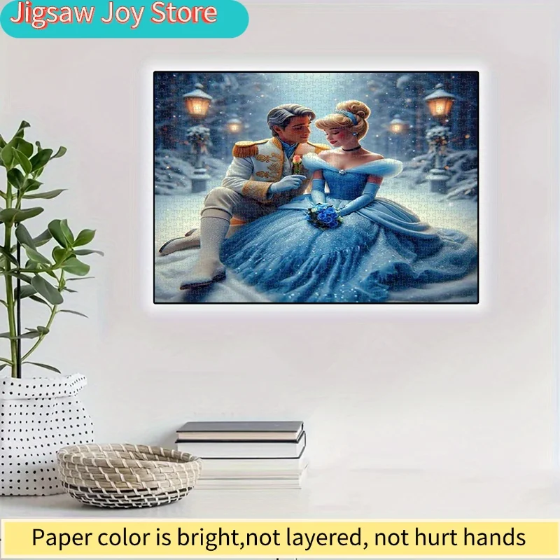 Puzzle papierowe 1000 elementów, układanka DIY (Kopciuszek i Książę, romantyczna scena, zimowa bajka), puzzle dla dorosłych, odpowiednie do...