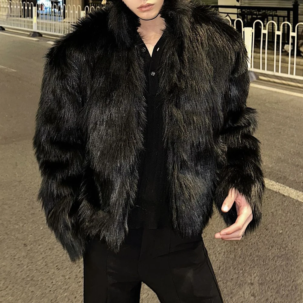 New Fashion Trend Solid Color Versatile Autumn And Winter Imitation Fur Coat Men\'S Street Thick Warm Wool Coat Mens Clothing