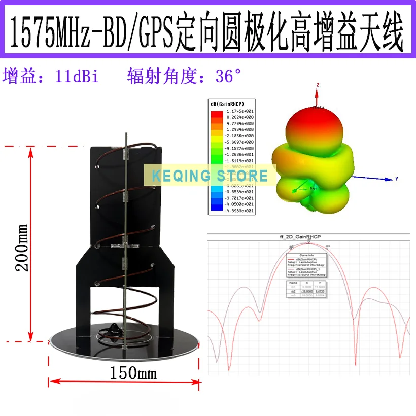 

1575MHz 11dBi Antenna GPS BD Circular Polarization Antenna Receiver Transmitter Antenna