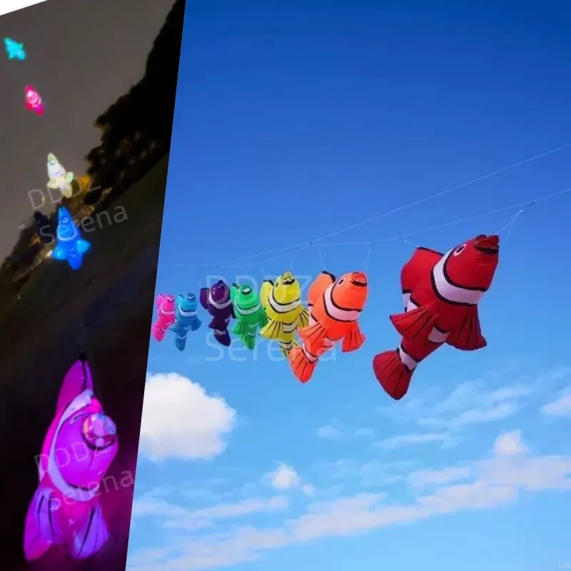

Bunch 2.4m LED Clownfish kite Soft Inflatable Glow-in-the-Dark Kite, 40DRipstop Nylon Line Laundry with battery box DDDZ