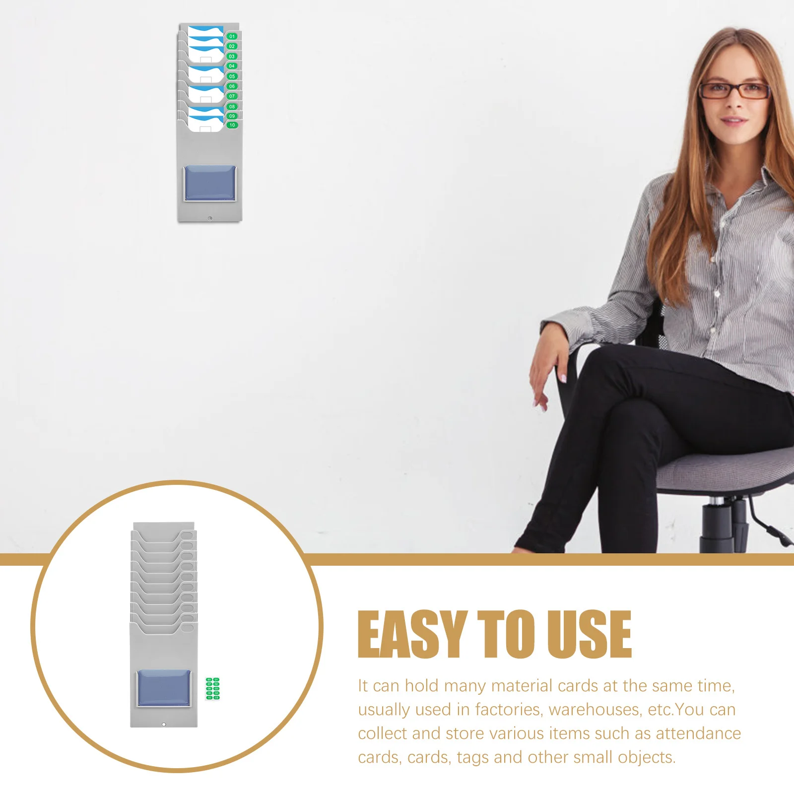 

Multigrid Plastic Cards Holder Rack For Attendance Time Cards Labels Shelf Goods Organizer Warehouse Supplies Material Document