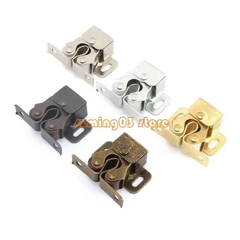 H9EC 10PCS ลูกกลิ้งลูกบอลคู่จับตู้ยึดประตูตู้ล็อคเครื่องมือฮาร์ดแวร์ (ไม่มีสกรู) สำหรับตู้โฮมบอร์ด