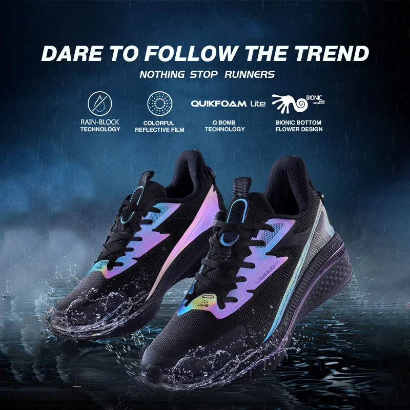 361 Degrees Rainblock 4.0 Men Running Sport Shoes Water Repellent Technology Q Bomb Reflective Night Male Sneakers 672142221