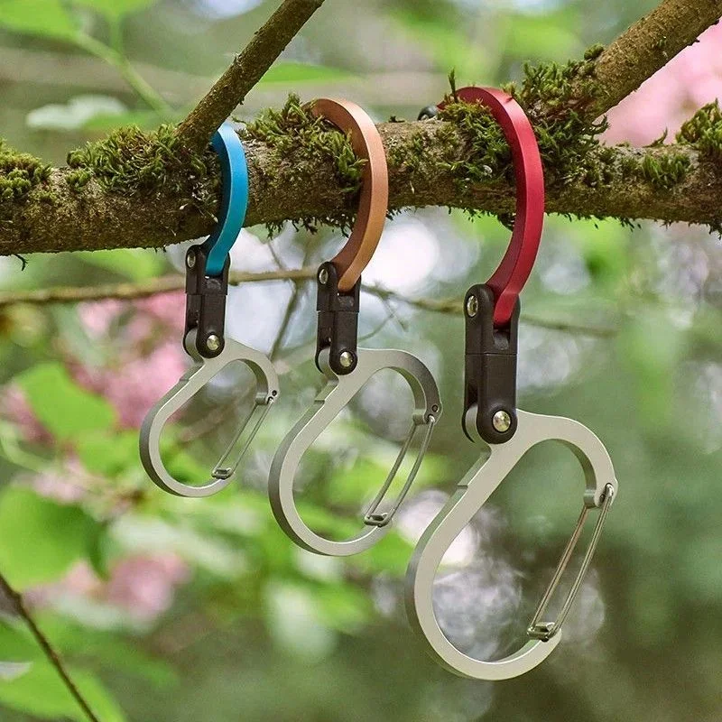 D-Shape Carabiner 360 RotationAlloy Buckle Climb Hook Clip Backpack Keychain Outdoor Survival Climbing Equipment Multipurpose