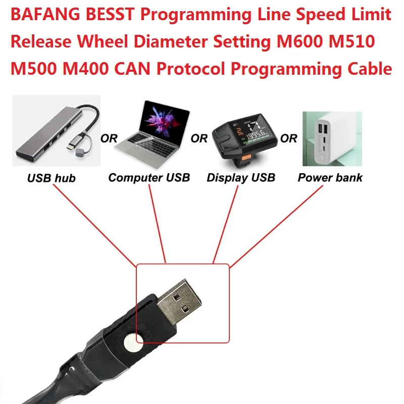 

USB Programming Line Wide Compatibility Adjustable Wheel Diameter Electric Motor Programming Cable for M600 M510 M500