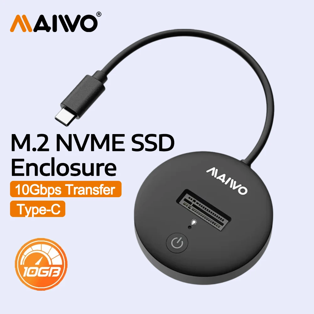 

MAIWO 10Gbps M.2 NVMe SSD Enclosure PCIe SSD Dock to USB C Adapter M2 NVME Hard Drive Disk Storage Box Housing for Case Laptop