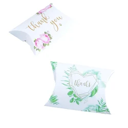 50/100PCS Kraft Paper Pillow Shape Tank you Candy Box Gift Box Baby Shower Wedding Favors for Guests Party Supplies Accessories