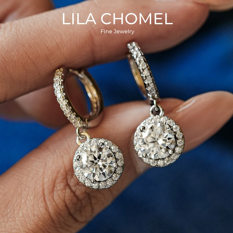 

Girl Birthday 18K White Gold Valentine's Day Earrings 1/2CT Moissanite Diamond Women Wedding PT950 New Year Gift Fine Jewelry