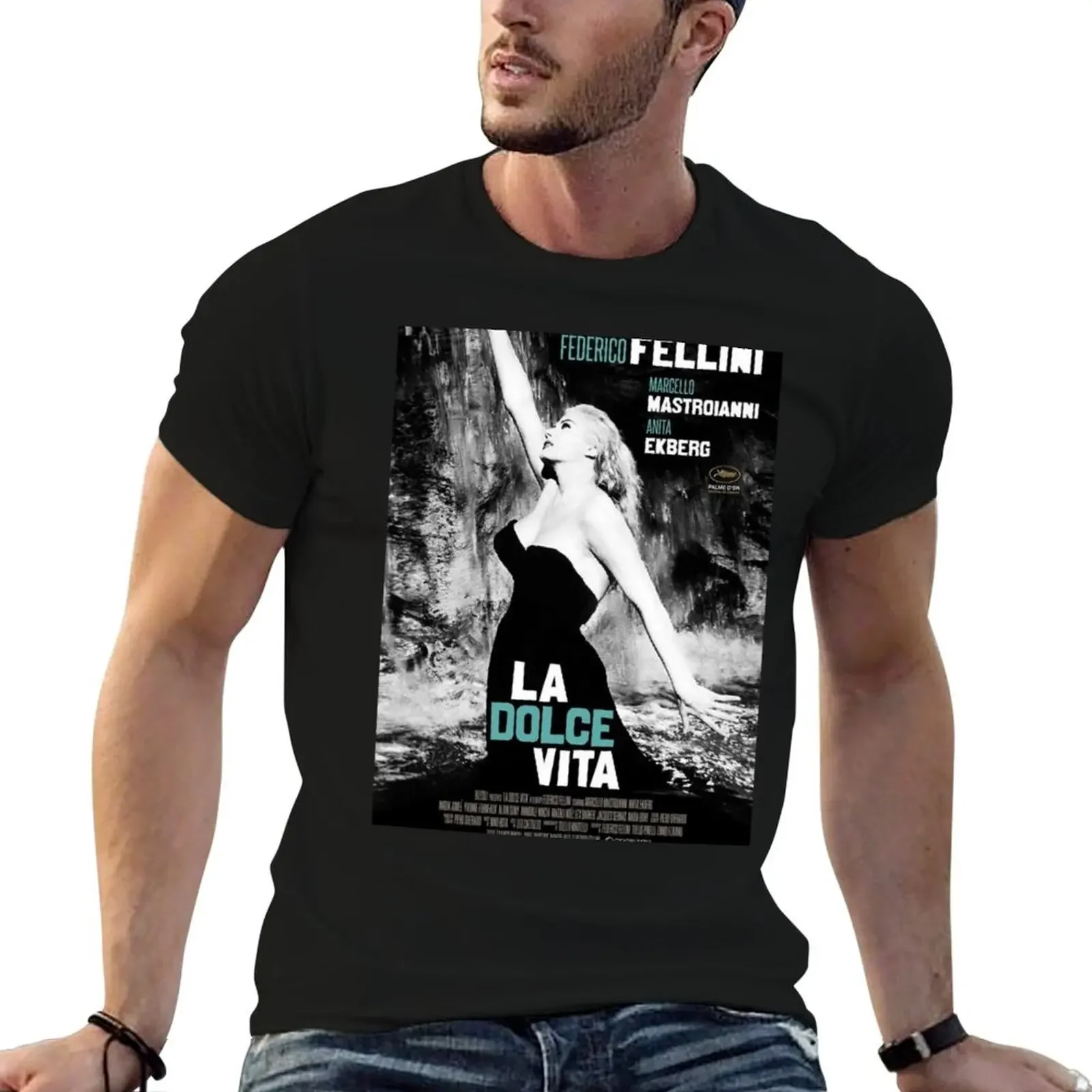 La Dolce Vita by Federico Fellini Movie Poster T-Shirt oversized graphic tee shirts graphic shirts men