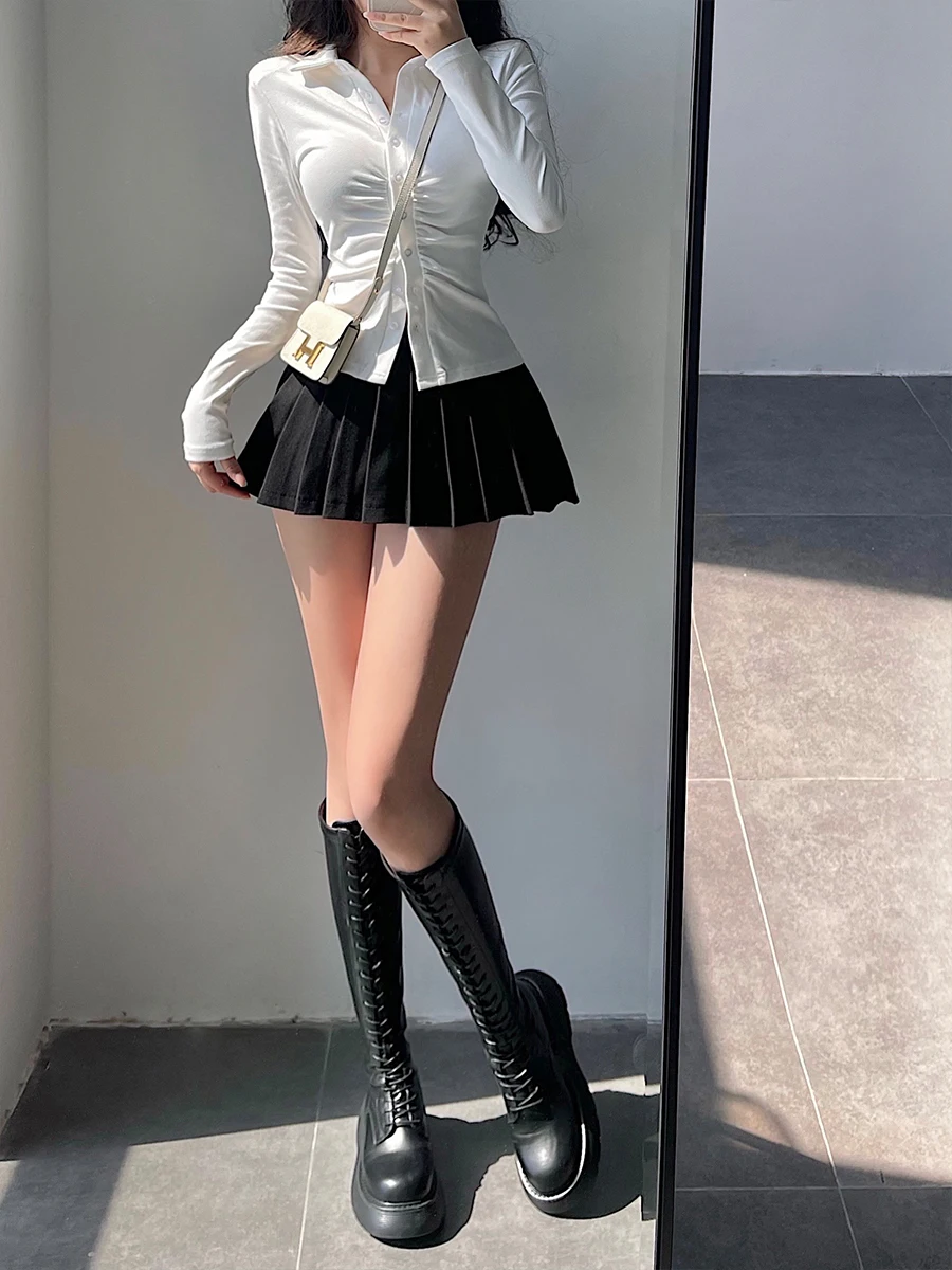 Sexy High Waist Pleated  Skirt Safety Pants Anti-Light YoungGirlDay Short Skirts for Women Spring Fashion Ladies' Skirts